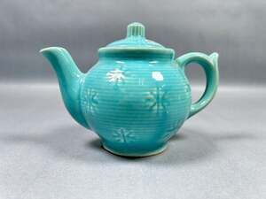 Vintage Shawnee Small Blue Ceramic Snowflake Teapot 1937-42